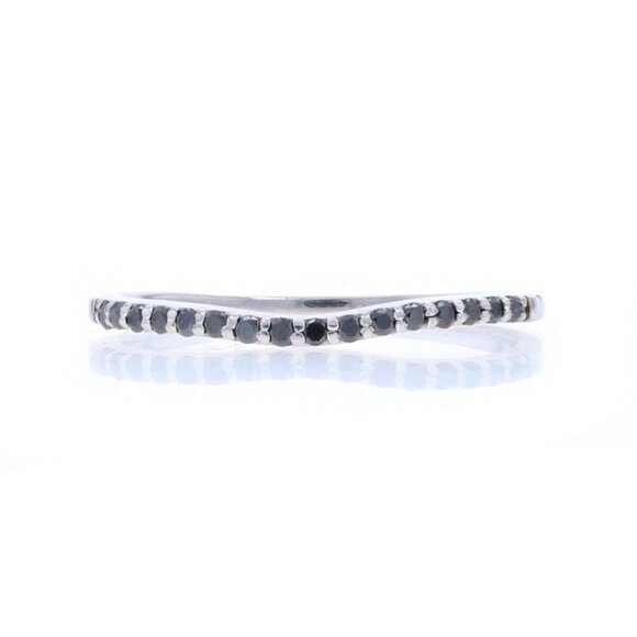 White Gold Black Diamond Enhancer Wedding Band - 14k Rd.16ctw Guard Ring Treated